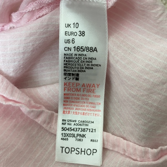 Topshop Pink Eyelet Broderie Striped Ruffle Top High Neck Size 6 - Picture 11 of 11